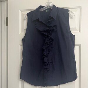 Women's ruffled collared button down shirt 12